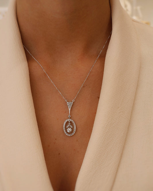 Collier Belle Epoque diamants or blanc