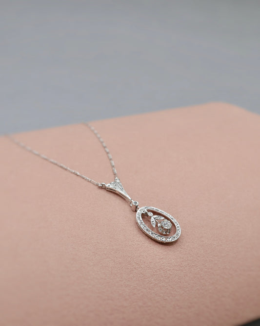 Collier Belle Epoque diamants or blanc 18K