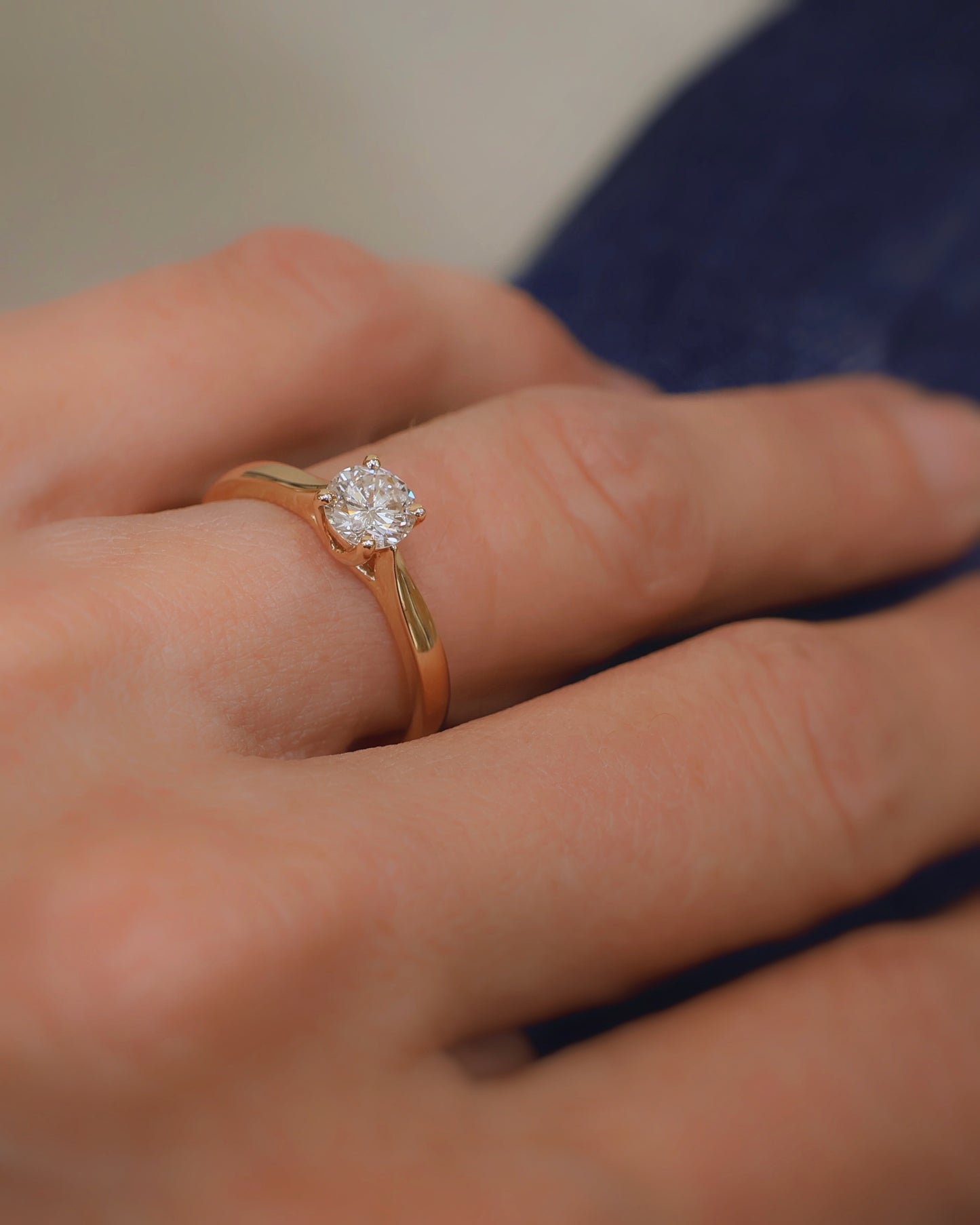 Solitaire diamant or rose 18K