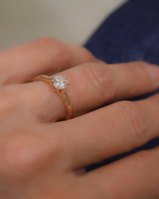 Solitaire diamant or rose 18K