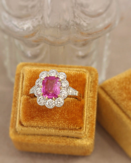 Bague marguerite Saphir rose
