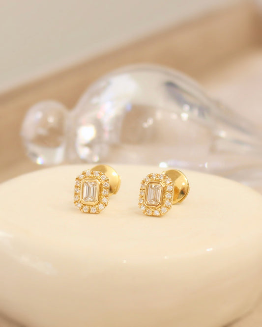 boucles d'oreilles pour femme design Art Déco-diamants sur or jaune