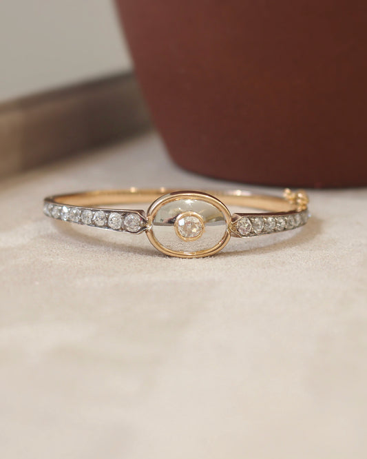 bracelet ancien en or rose et platine - serti de diamants taille ancienne- bijou de fin 19ème siècle