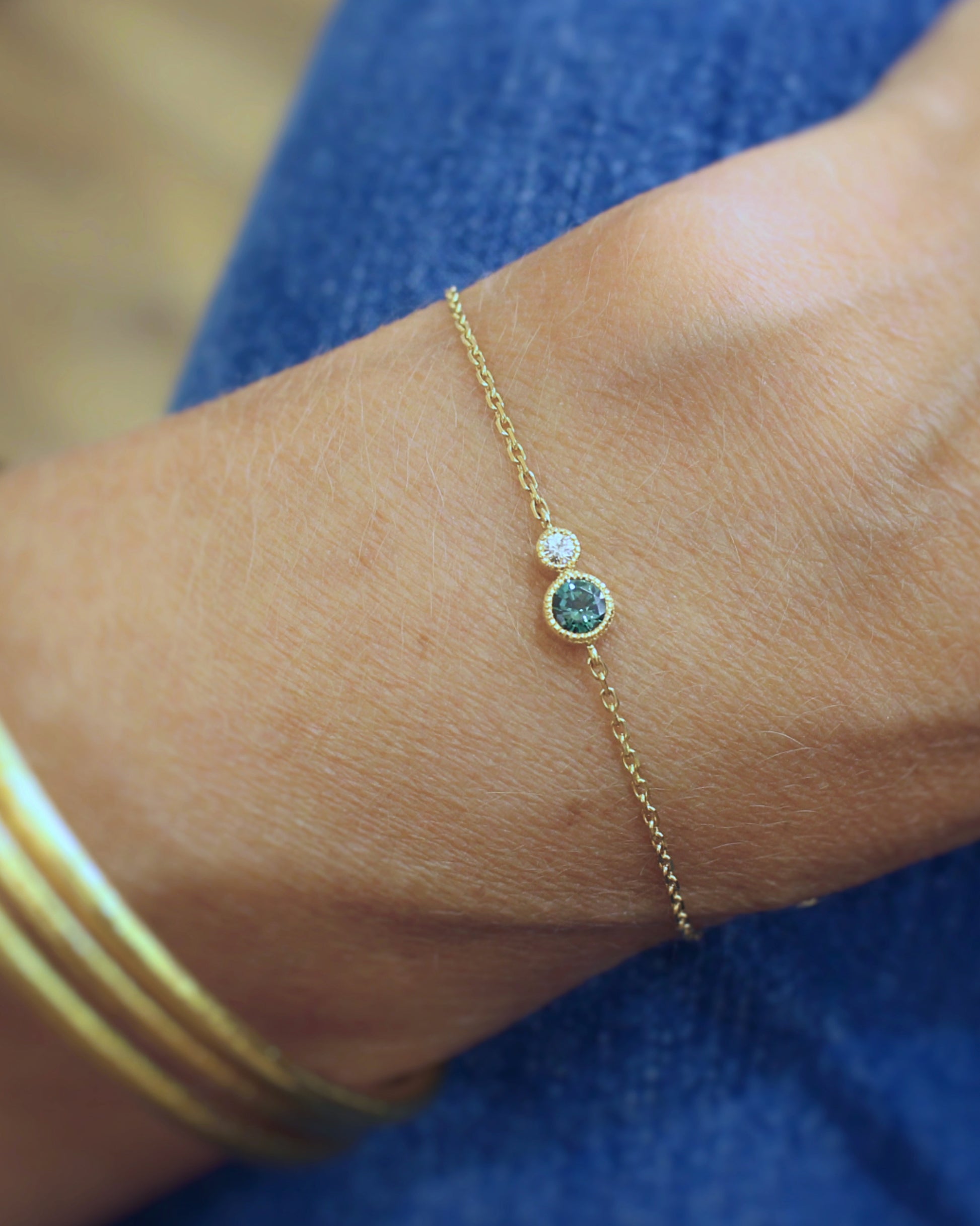 Bracelet saphir et diamant saphir bleu, rose ou vert