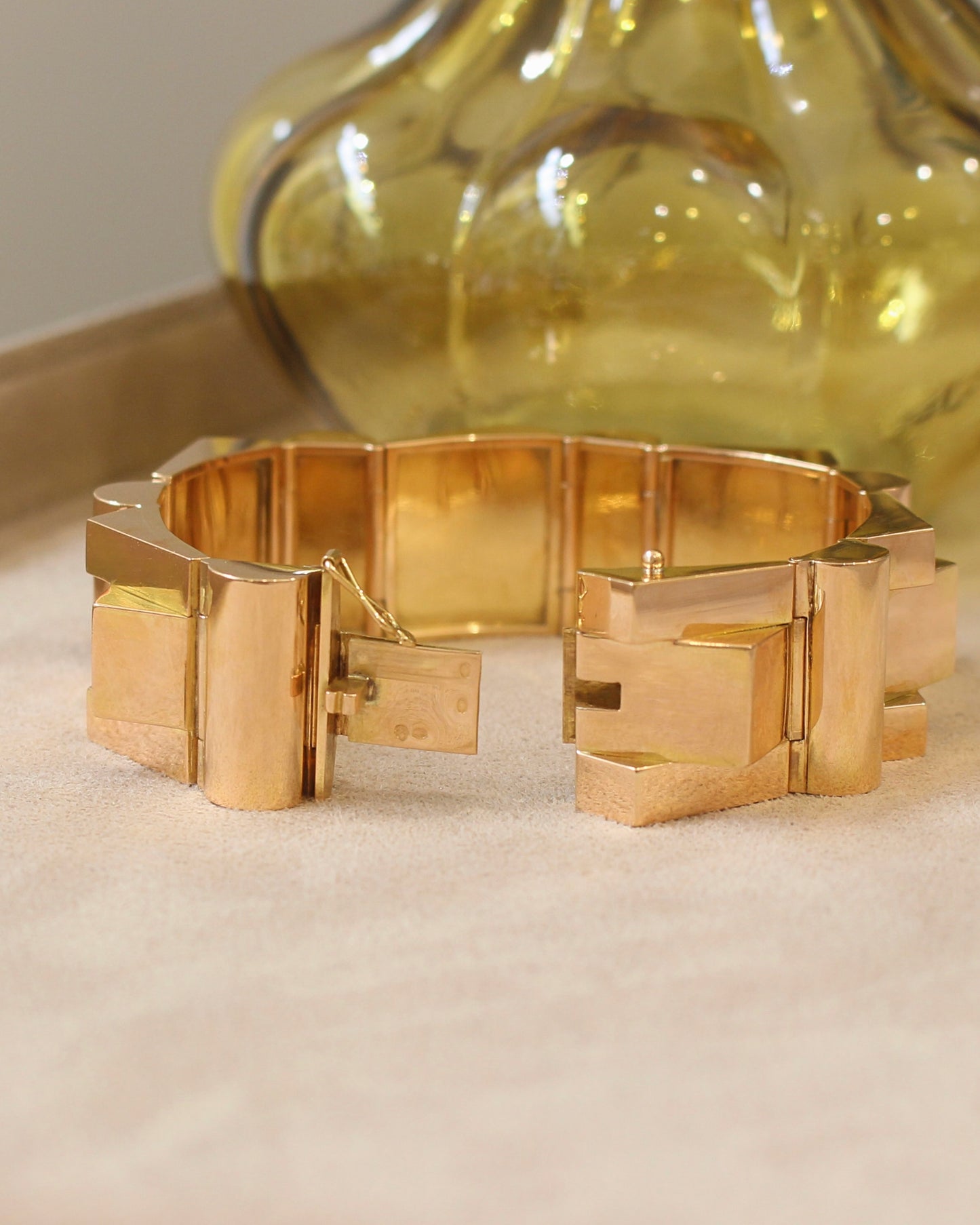 Bracelet Tank articulé en or rose 18k