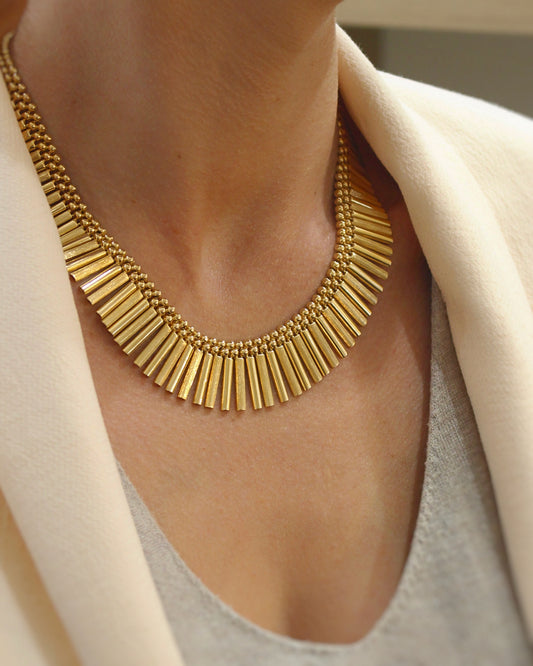 collier draperie des années 50 en or jaune 18K
