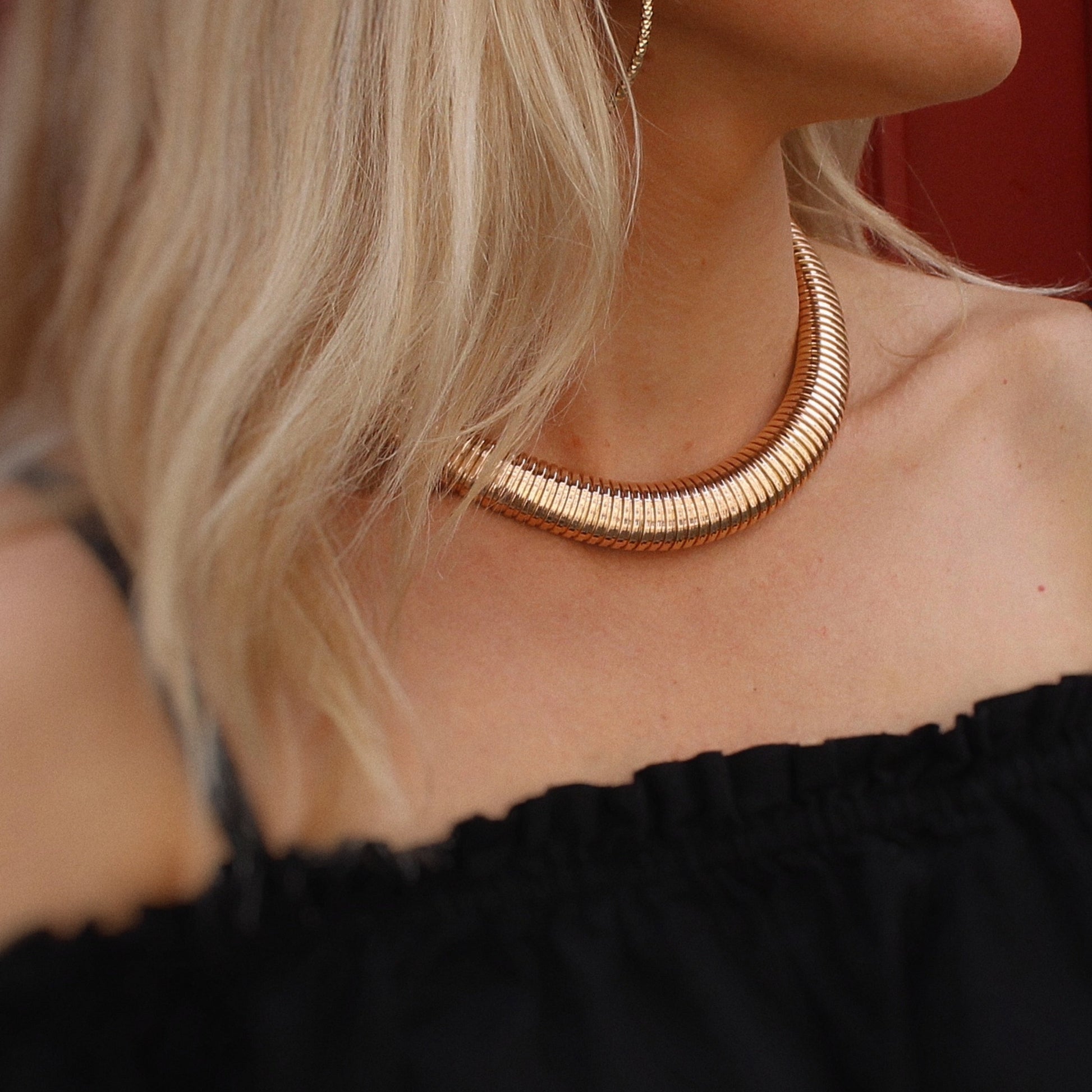 superbe collier ancien maille souple tubogaz-vers 1940 en or rose 18K