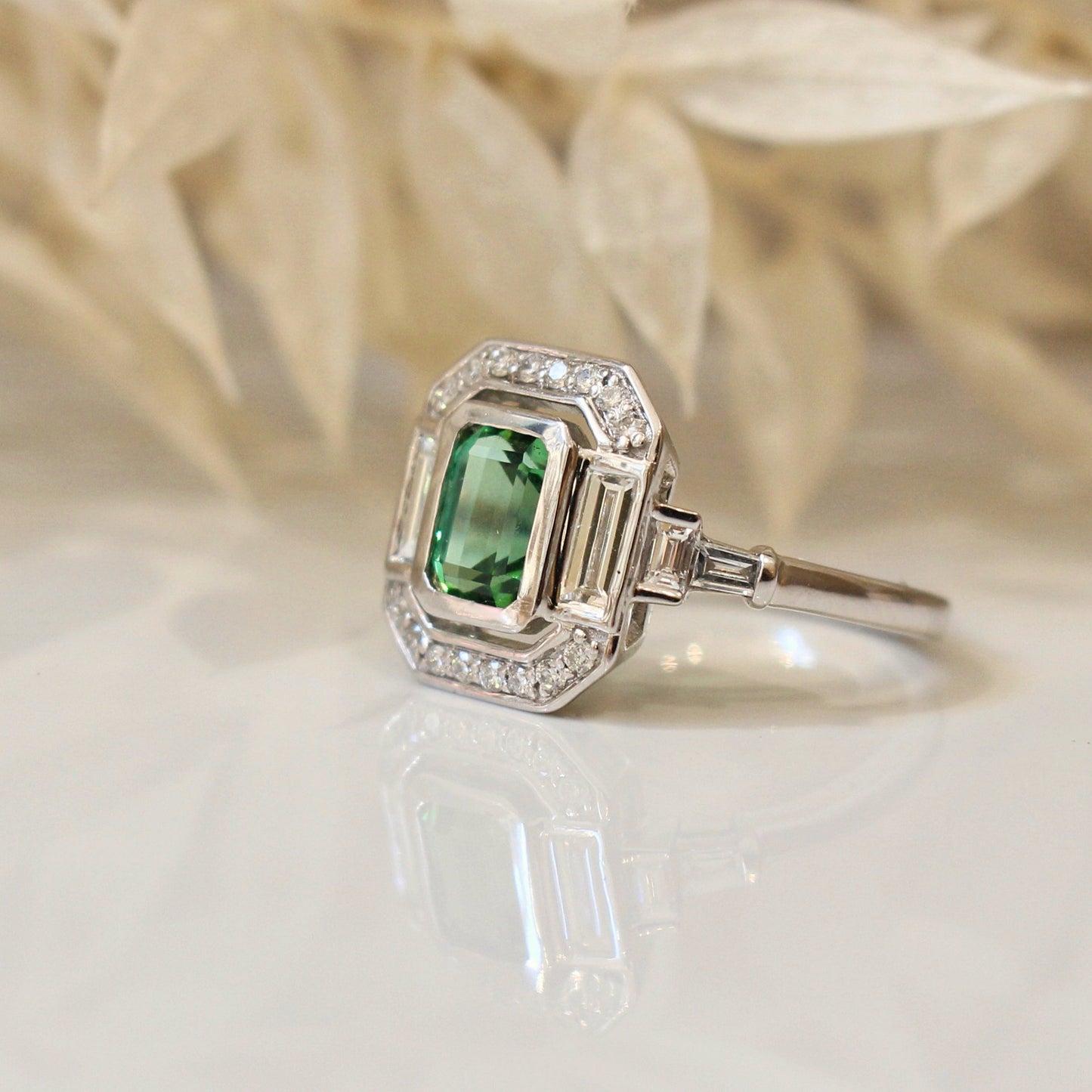Bague inspiration Art Déco tourmaline verte