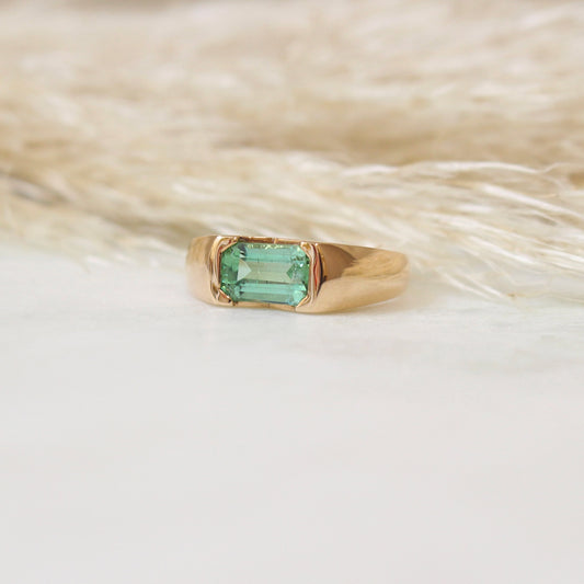 bague jonc tourmaline verte en or rose