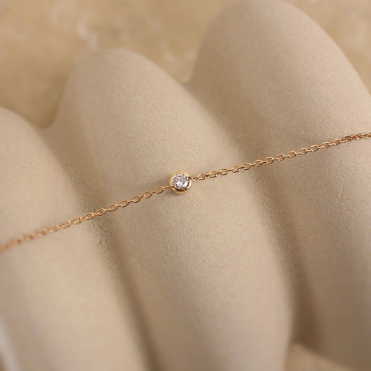 Bracelet diamant et chaine en or rose 18k