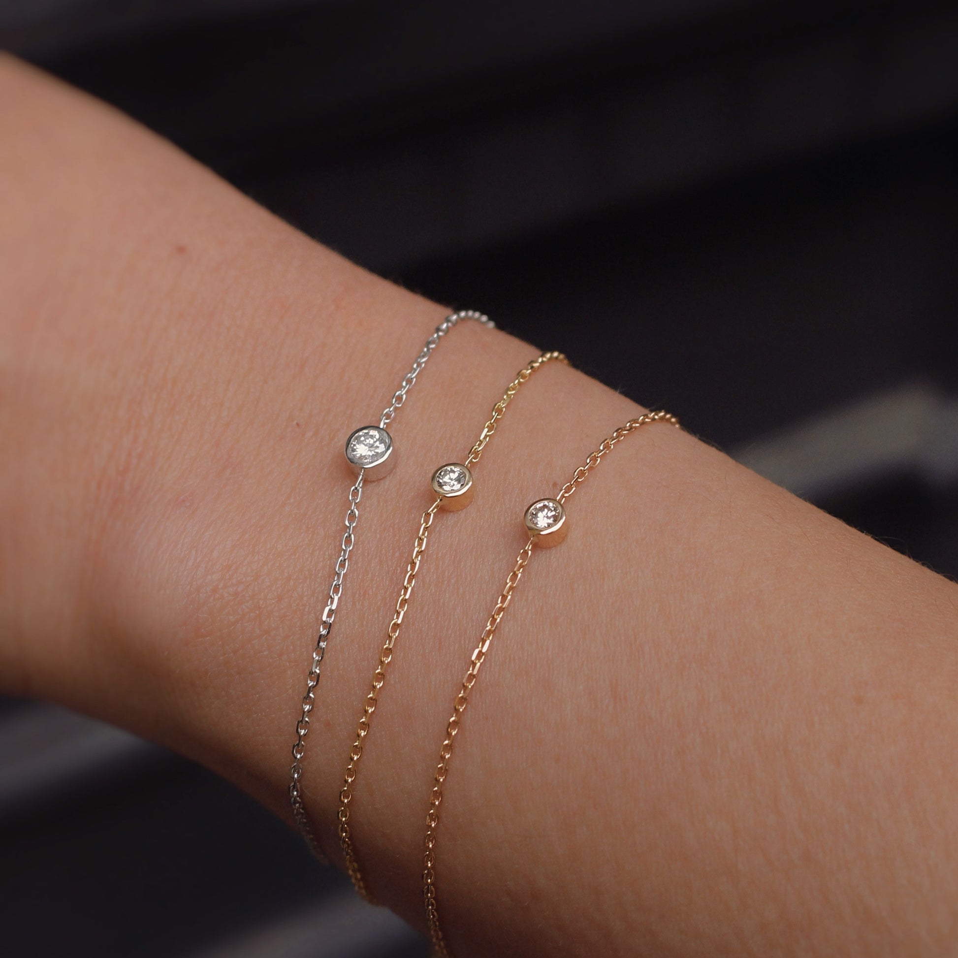 bracelet diamant et chaine en or 18k