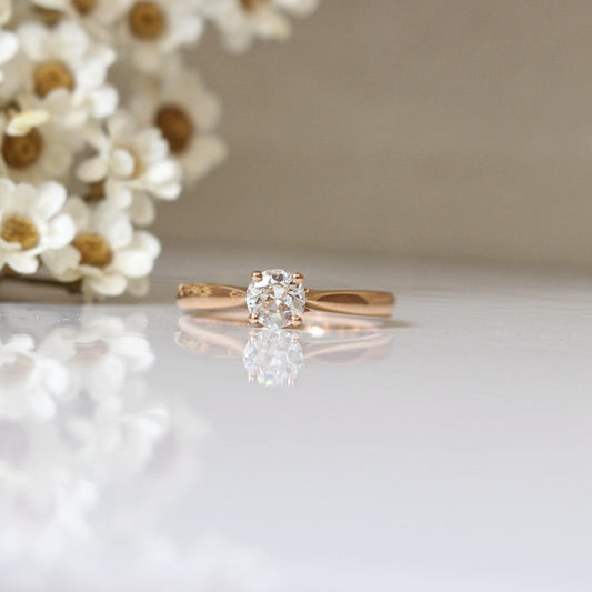 Solitaire diamant sur une monture en or rose